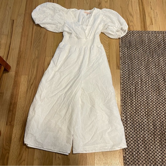 Anthropologie Hutch Elegant White Eyelet Jumpsuit - Picture 4 of 6